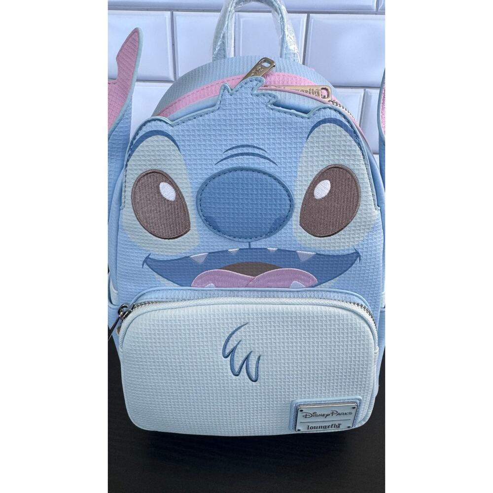 Disney Parks x Loungefly Stitch 626 Day Blue &Pink Waffle Texture Backpack NWT - Picture 6 of 6